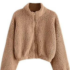 Zip-Up Fluffy Teddy Jacket